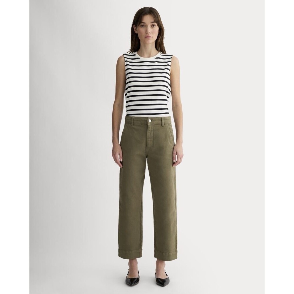 Everlane Pants Womens 0 Olive Organic Cotton Straight Leg Utility Casual Cropped